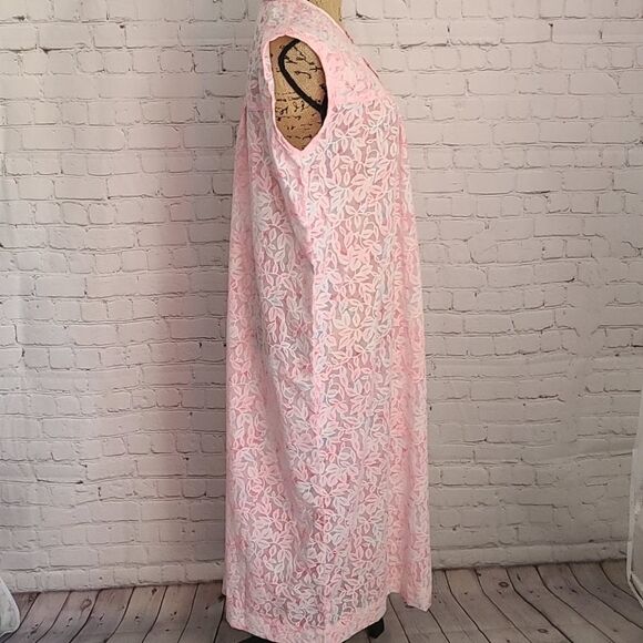 Vintage Handmade Pink Barbiecore Semi Floral Night Gown - Picture 5 of 15